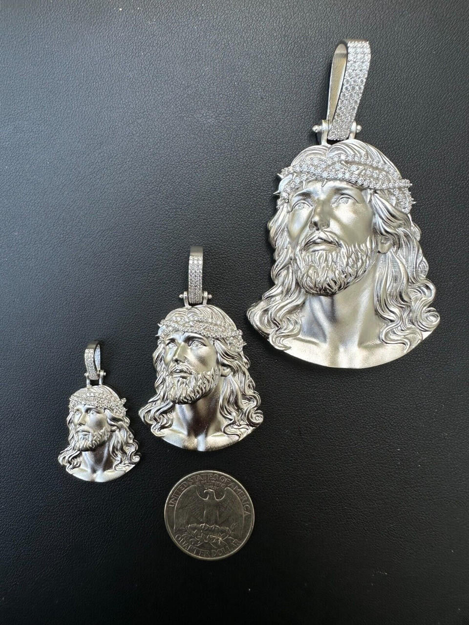 MOISSANITE Passion Of The Christ Jesus Pendant - 925 Silver - 3 Sizes 1.5"-3"
