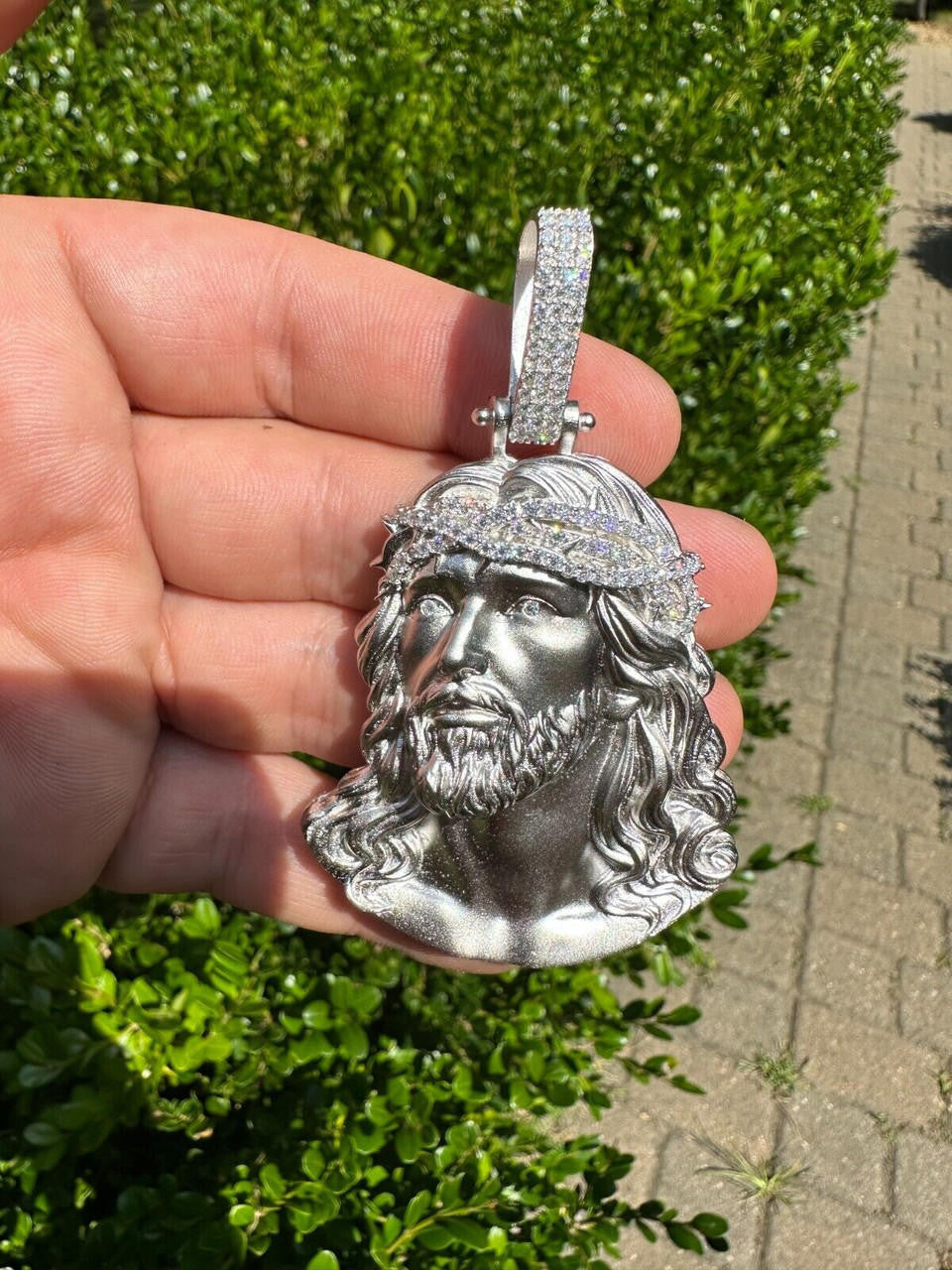 MOISSANITE Passion Of The Christ Jesus Pendant - 925 Silver - 3 Sizes 1.5"-3"