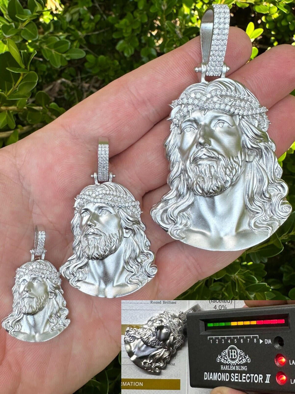 MOISSANITE Passion Of The Christ Jesus Pendant - 925 Silver - 3 Sizes 1.5"-3"