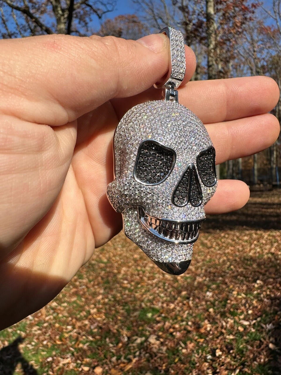 MOISSANITE 3D Skull Iced Out Pendant - 925 Silver - 3 Sizes 1.5"-3.5"
