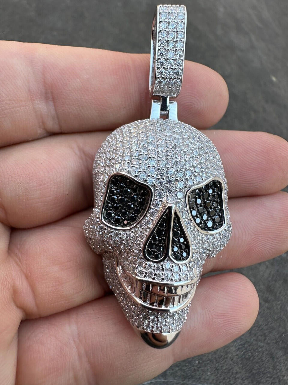 MOISSANITE 3D Skull Iced Out Pendant - 925 Silver - 3 Sizes 1.5"-3.5"