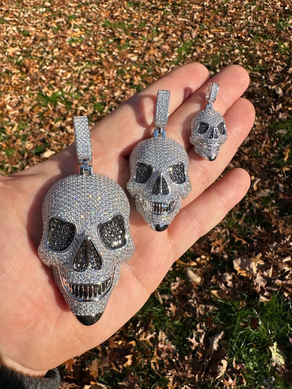 MOISSANITE 3D Skull Iced Out Pendant - 925 Silver - 3 Sizes 1.5"-3.5"