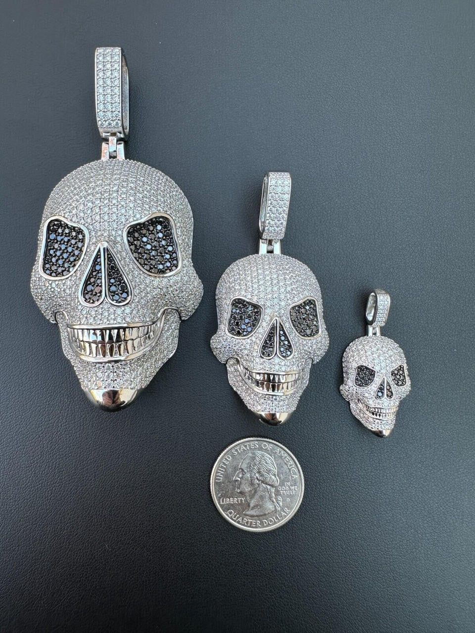 MOISSANITE 3D Skull Iced Out Pendant - 925 Silver - 3 Sizes 1.5"-3.5"