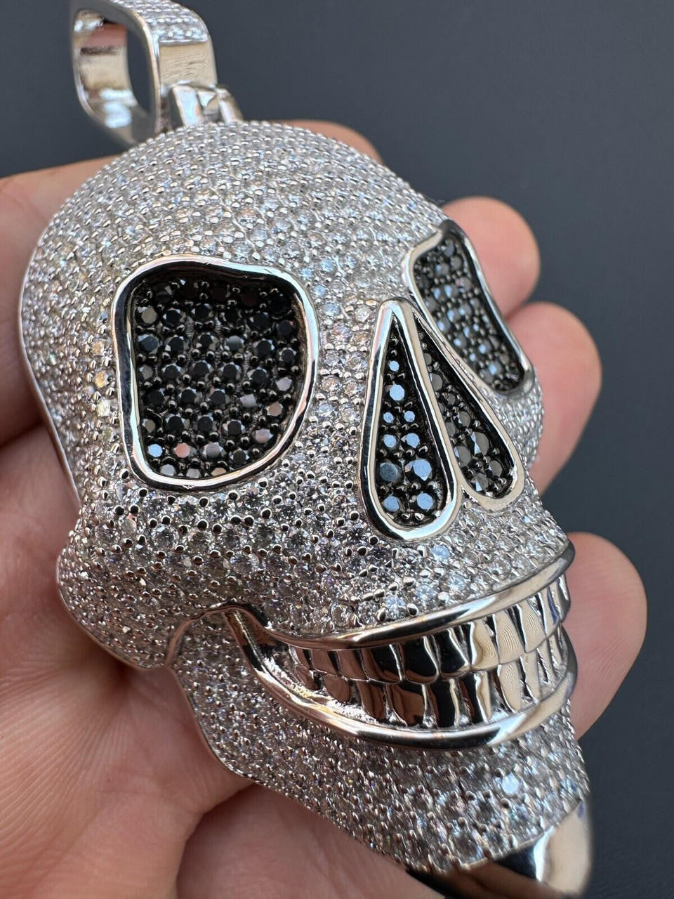 MOISSANITE 3D Skull Iced Out Pendant - 925 Silver - 3 Sizes 1.5"-3.5"