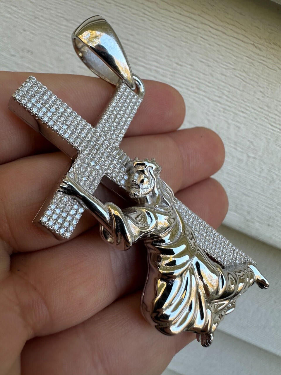 MOISSANITE Cross Of Redemption Pendant - 925 Silver - 3 Sizes 1"-3"