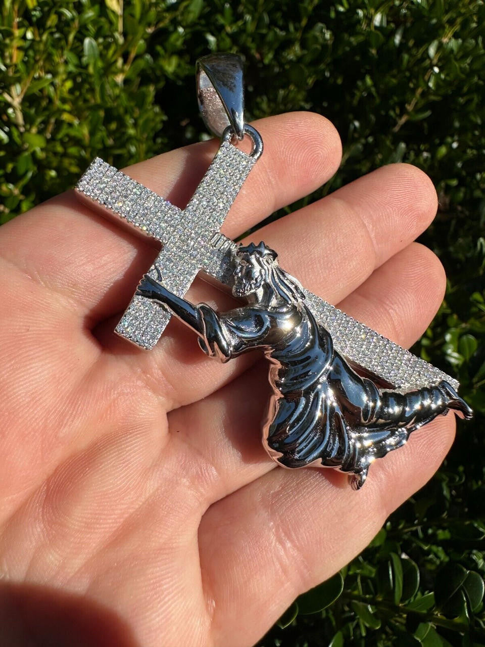MOISSANITE Cross Of Redemption Pendant - 925 Silver - 3 Sizes 1"-3"
