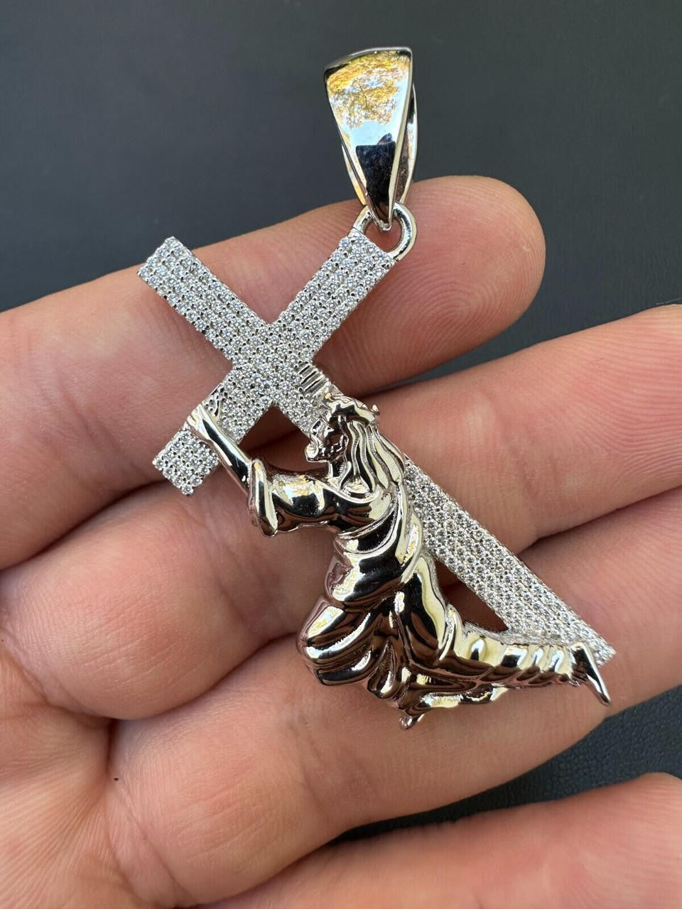 MOISSANITE Cross Of Redemption Pendant - 925 Silver - 3 Sizes 1"-3"