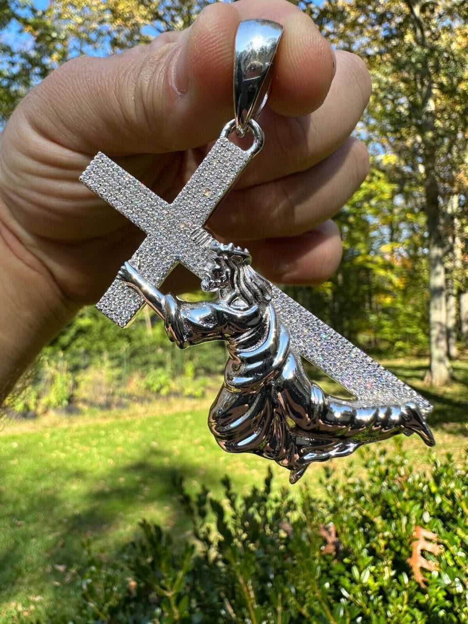 MOISSANITE Cross Of Redemption Pendant - 925 Silver - 3 Sizes 1"-3"