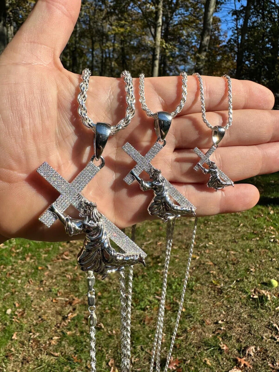MOISSANITE Cross Of Redemption Pendant - 925 Silver - 3 Sizes 1"-3"