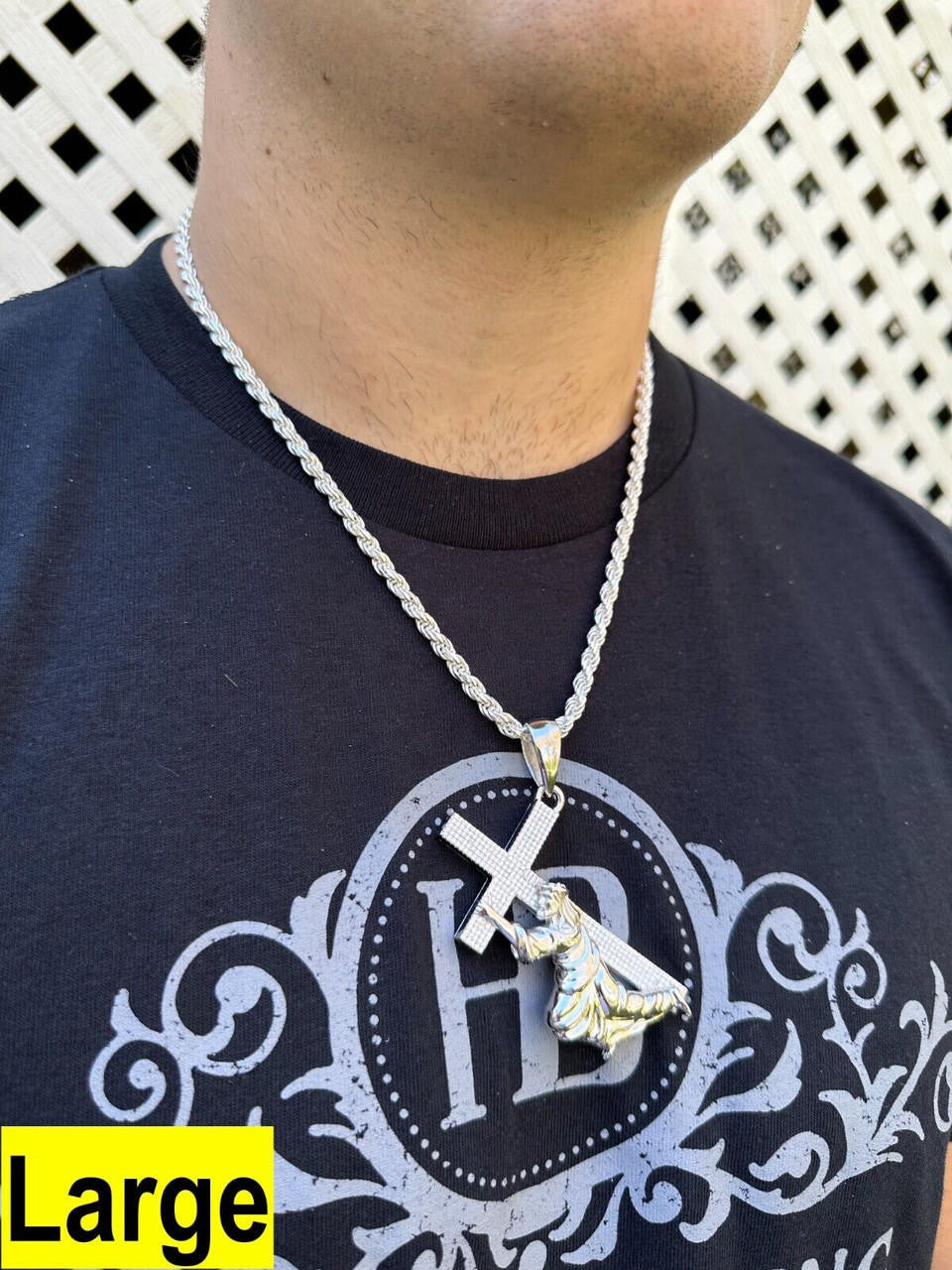 MOISSANITE Cross Of Redemption Pendant - 925 Silver - 3 Sizes 1"-3"