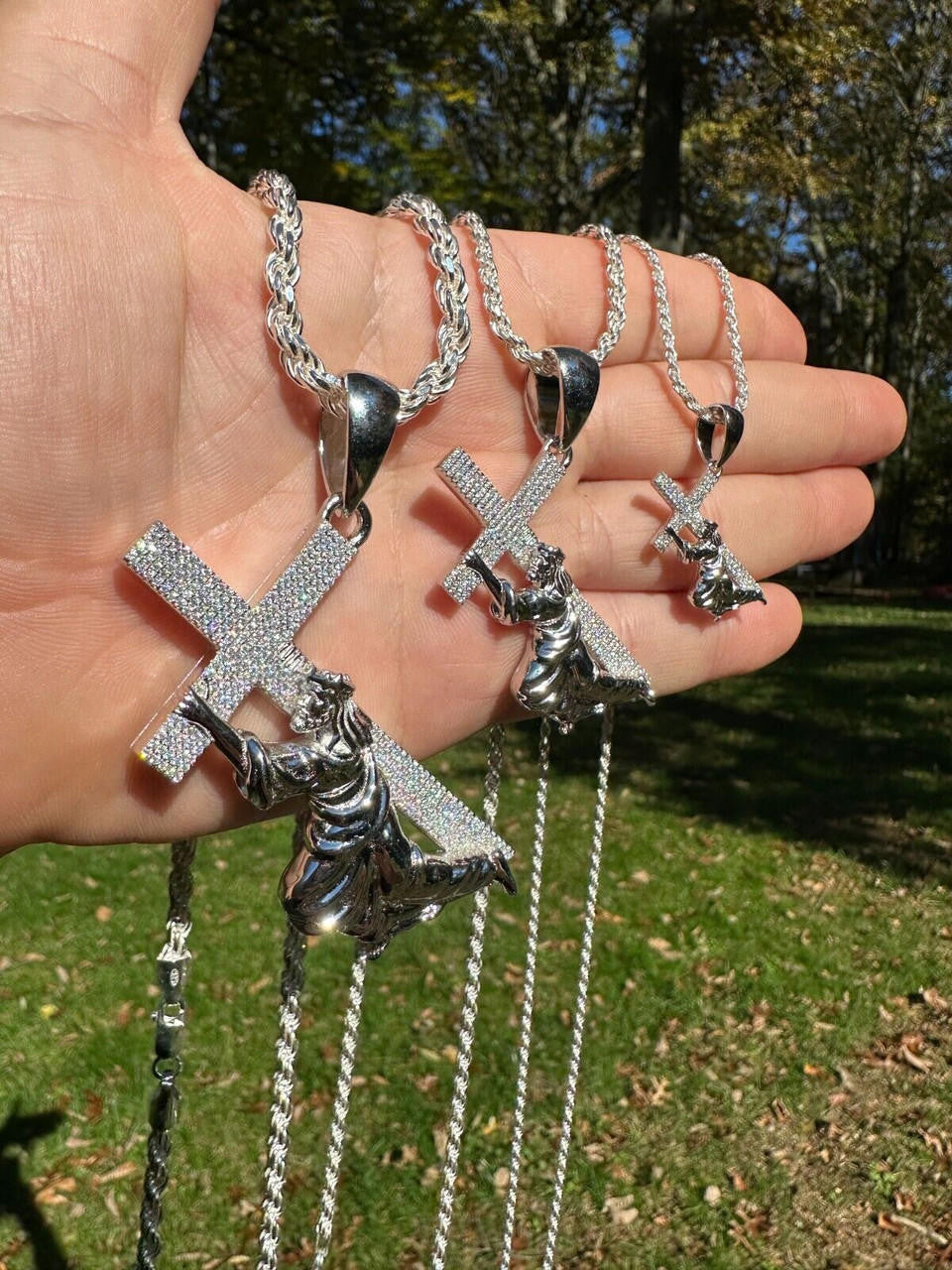 MOISSANITE Cross Of Redemption Pendant - 925 Silver - 3 Sizes 1"-3"