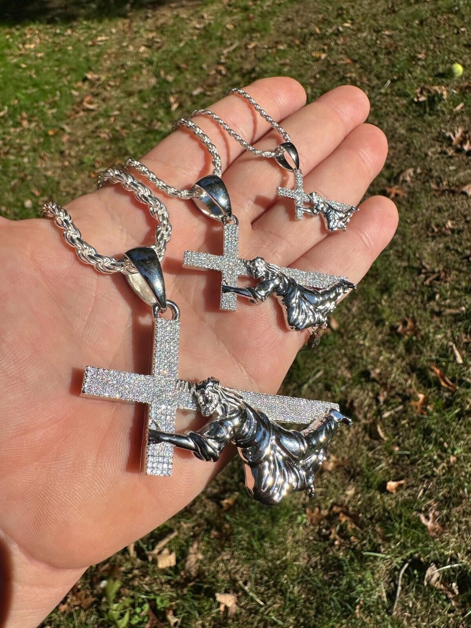 MOISSANITE Cross Of Redemption Pendant - 925 Silver - 3 Sizes 1"-3"
