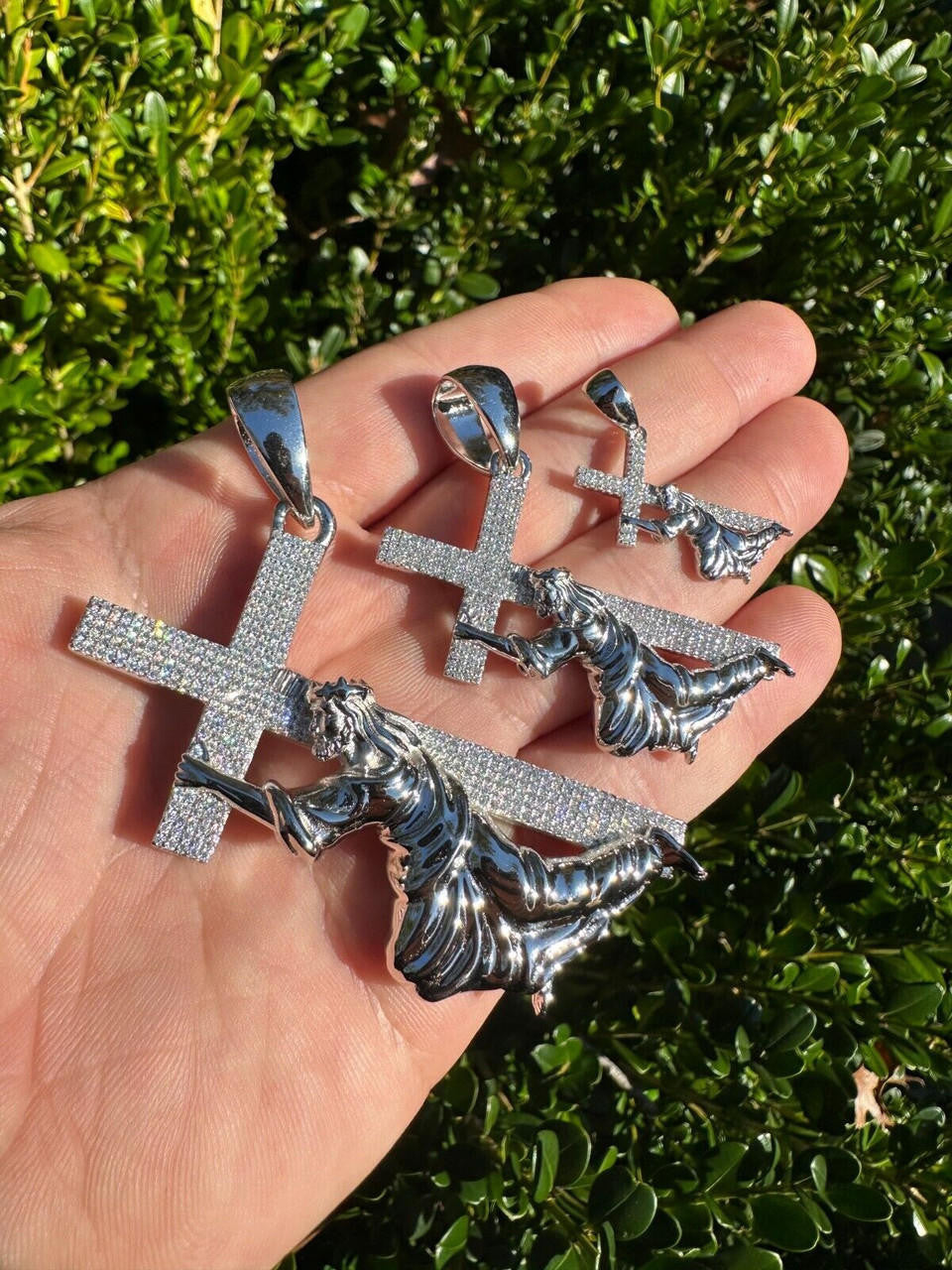 MOISSANITE Cross Of Redemption Pendant - 925 Silver - 3 Sizes 1"-3"