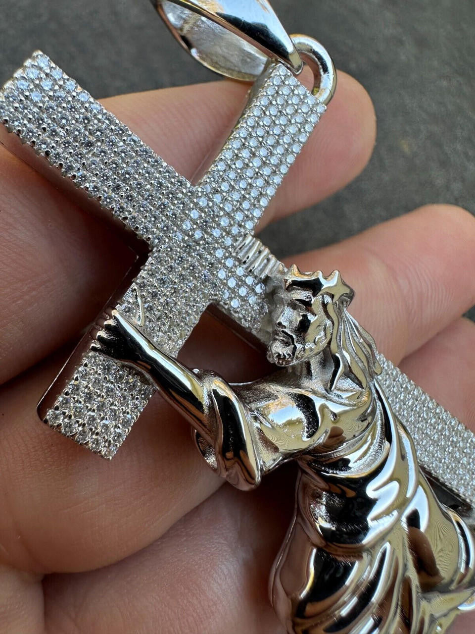 MOISSANITE Cross Of Redemption Pendant - 925 Silver - 3 Sizes 1"-3"