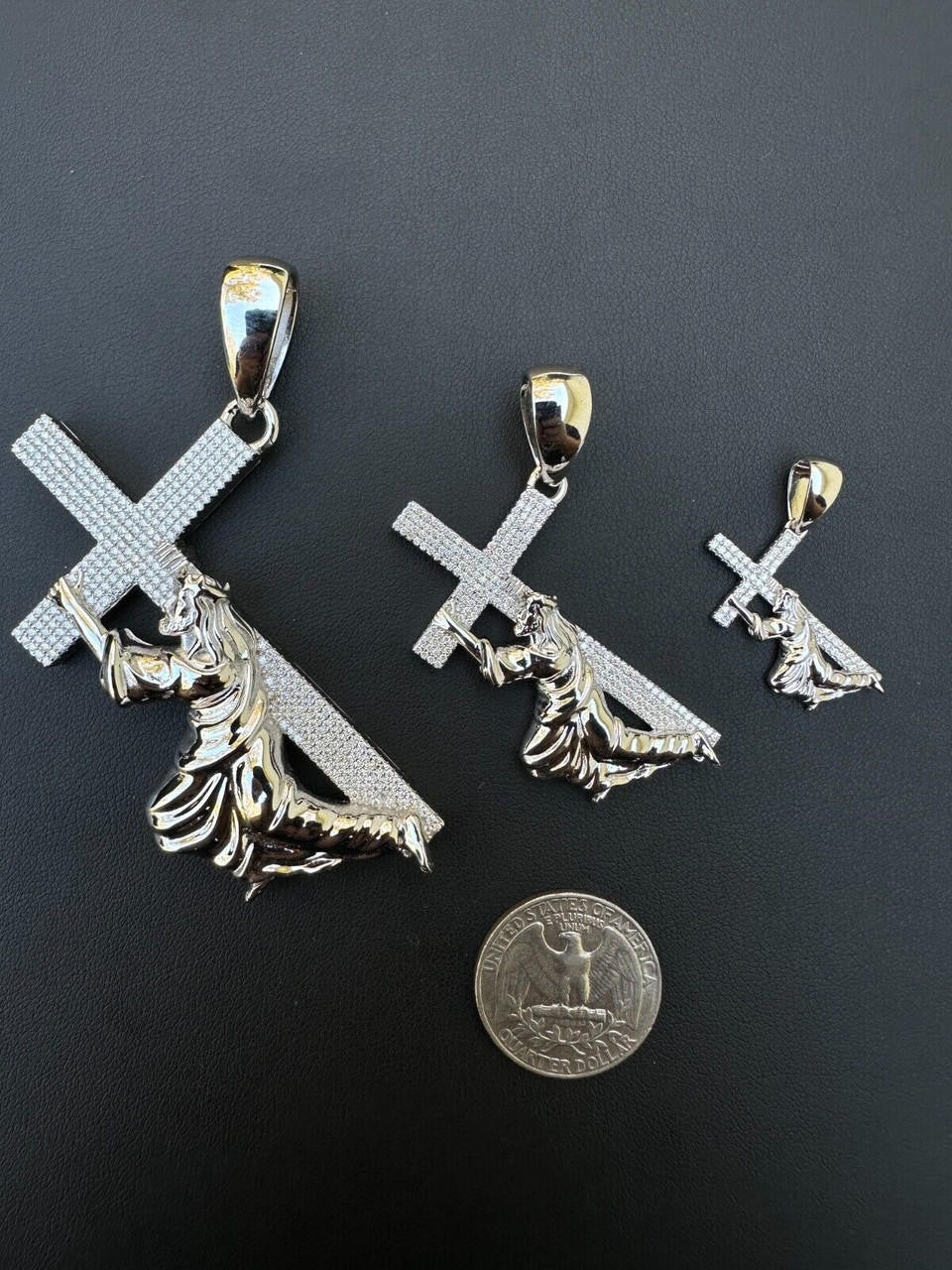 MOISSANITE Cross Of Redemption Pendant - 925 Silver - 3 Sizes 1"-3"