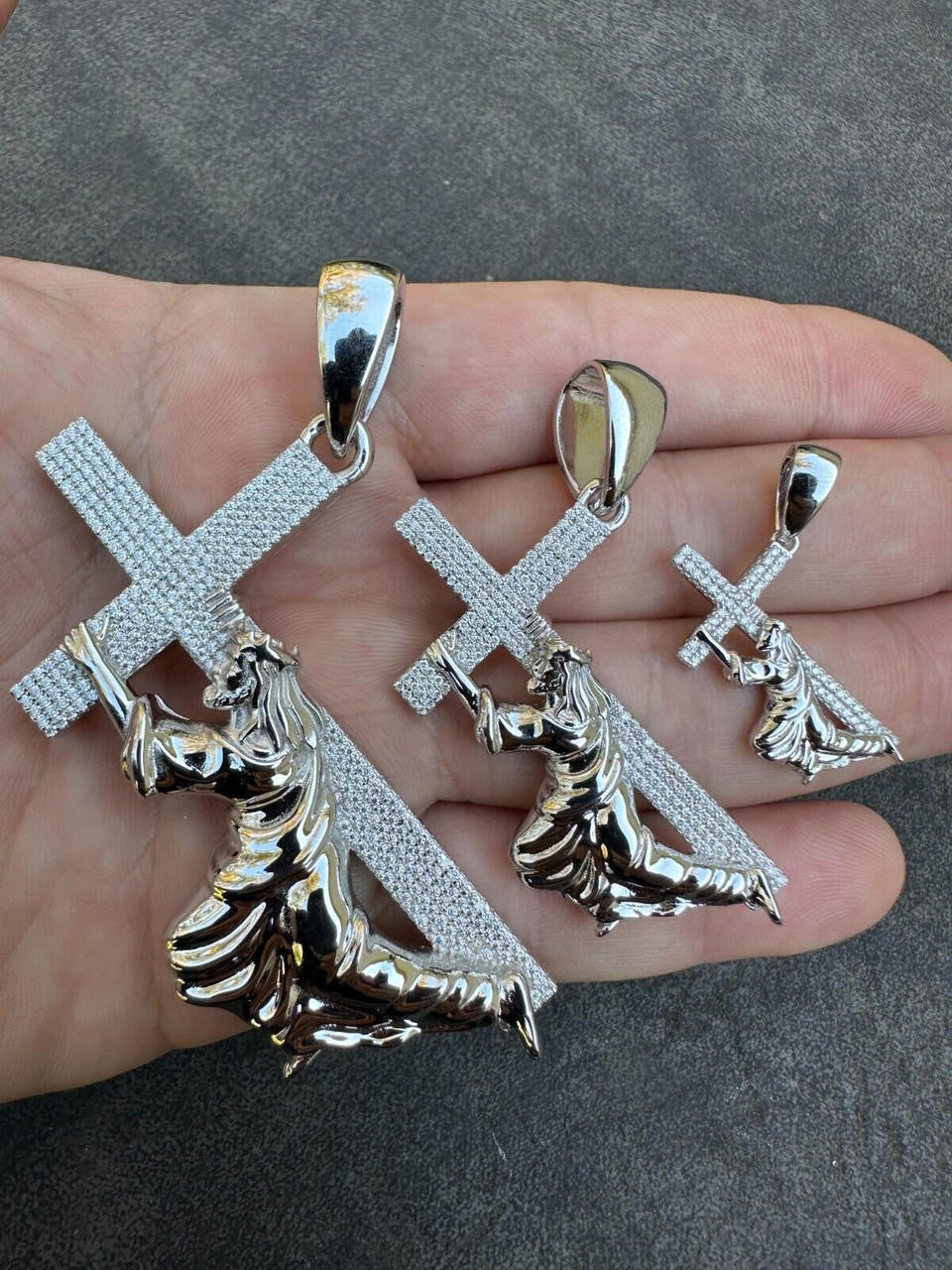 MOISSANITE Cross Of Redemption Pendant - 925 Silver - 3 Sizes 1"-3"