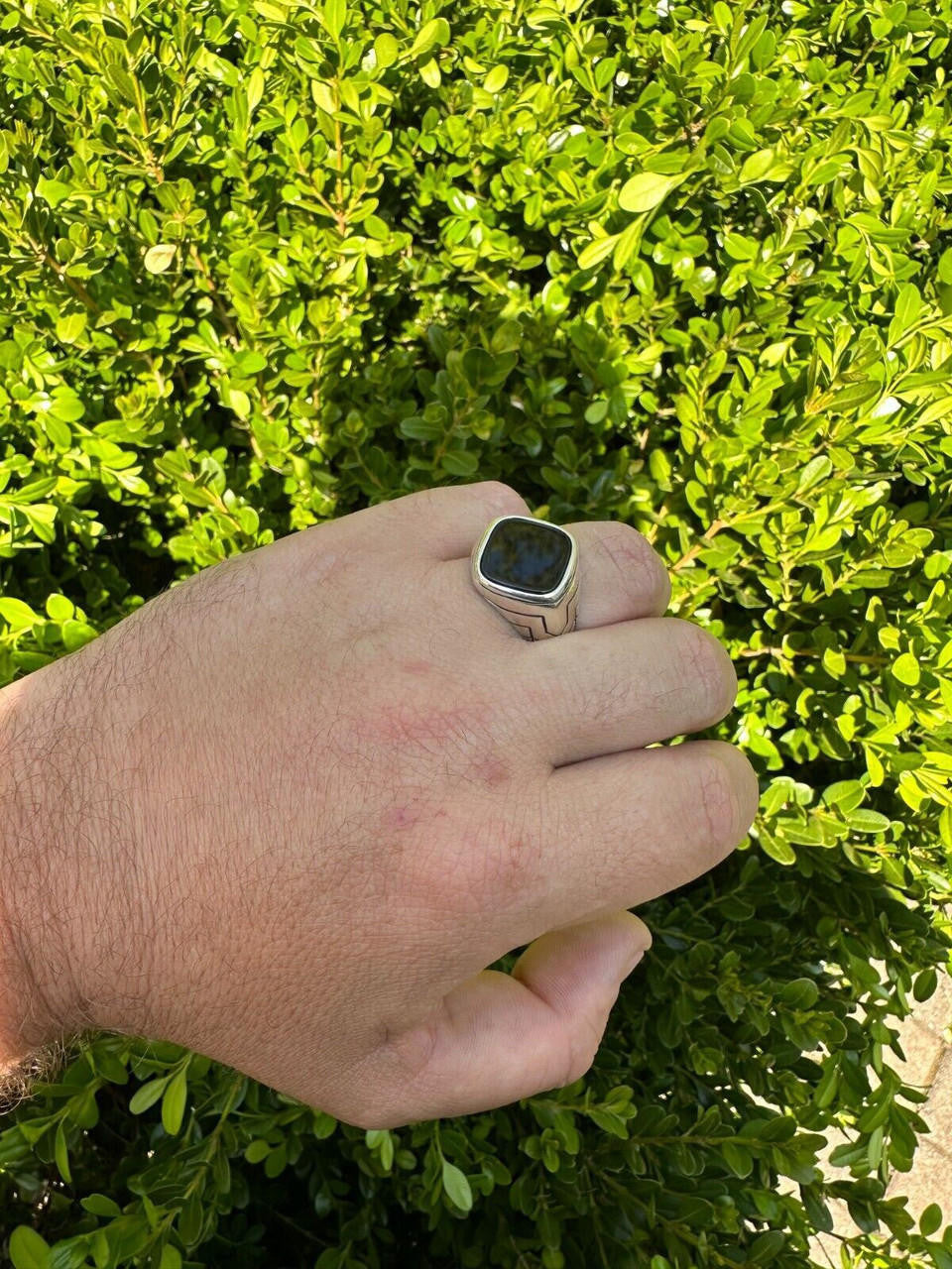 Tuxedo Ring - 925 Silver Oxidized - Genuine Black Onyx Stone