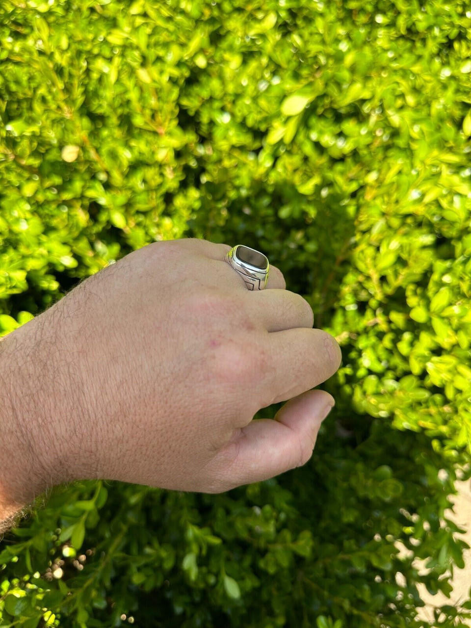Tuxedo Ring - 925 Silver Oxidized - Genuine Black Onyx Stone