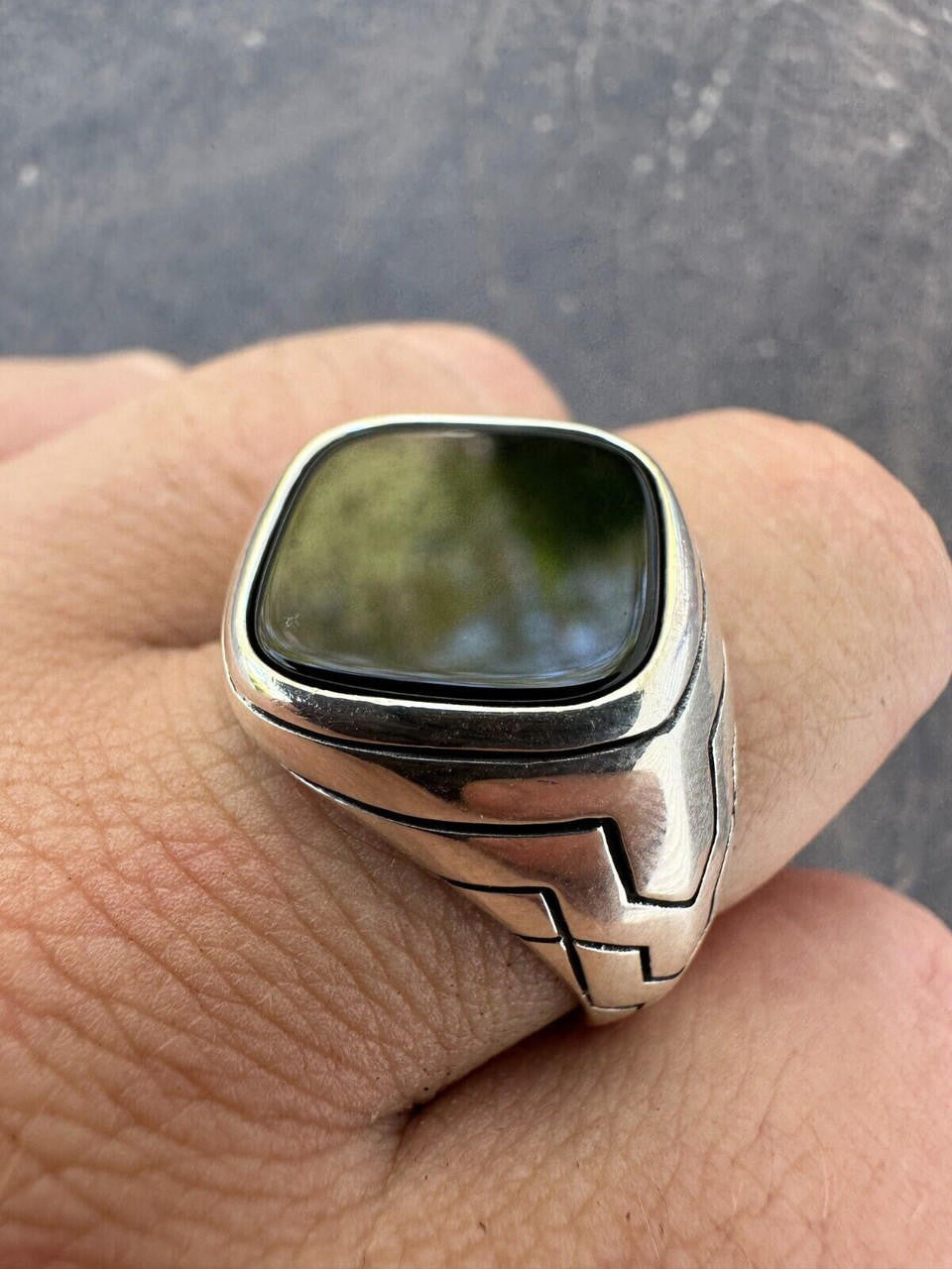 Tuxedo Ring - 925 Silver Oxidized - Genuine Black Onyx Stone