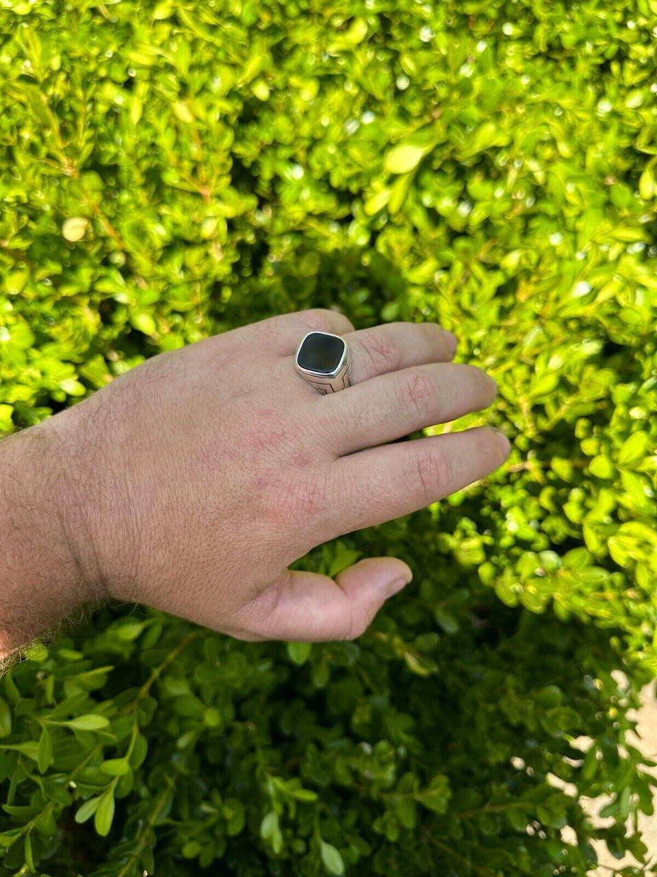 Tuxedo Ring - 925 Silver Oxidized - Genuine Black Onyx Stone