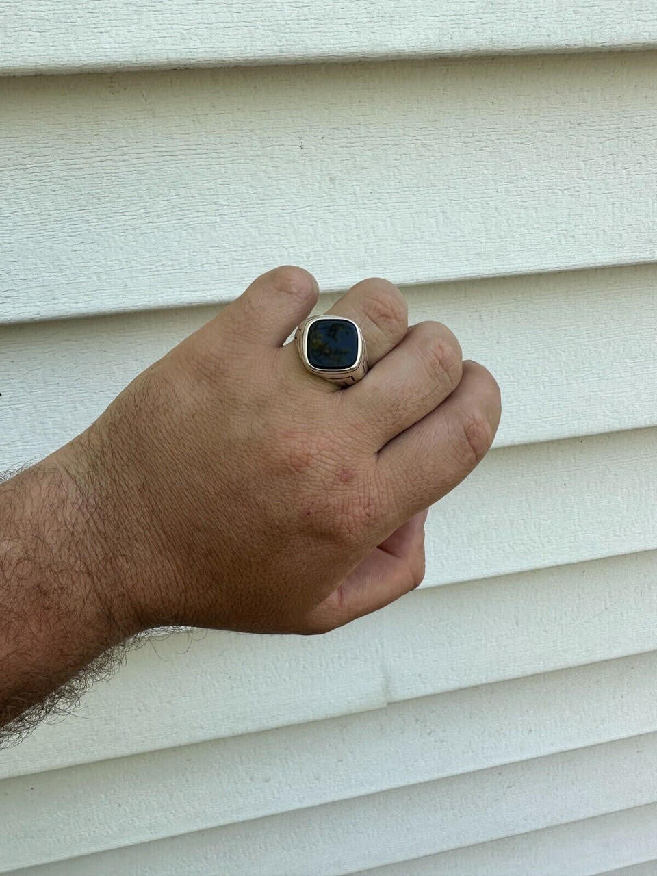 Tuxedo Ring - 925 Silver Oxidized - Genuine Black Onyx Stone