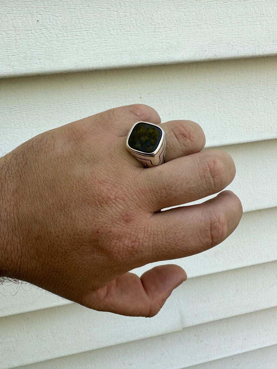 Tuxedo Ring - 925 Silver Oxidized - Genuine Black Onyx Stone