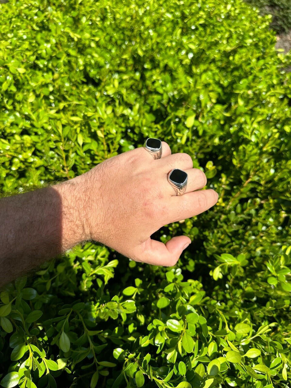 Tuxedo Ring - 925 Silver Oxidized - Genuine Black Onyx Stone