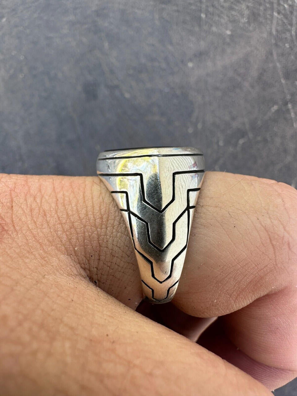 Tuxedo Ring - 925 Silver Oxidized - Genuine Black Onyx Stone
