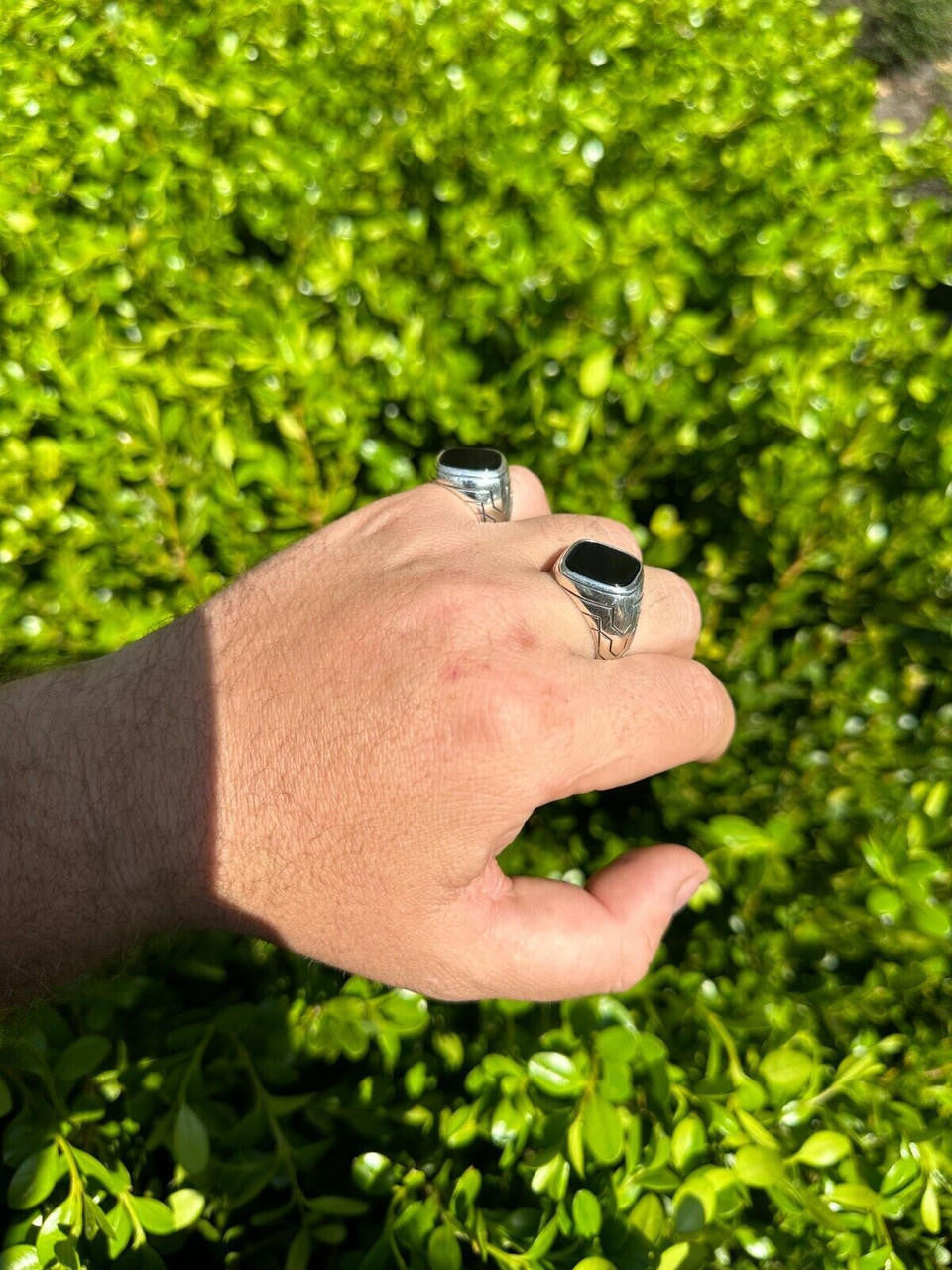 Tuxedo Ring - 925 Silver Oxidized - Genuine Black Onyx Stone