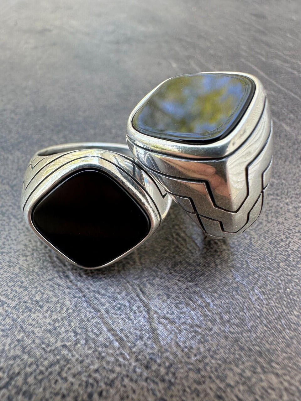 Tuxedo Ring - 925 Silver Oxidized - Genuine Black Onyx Stone