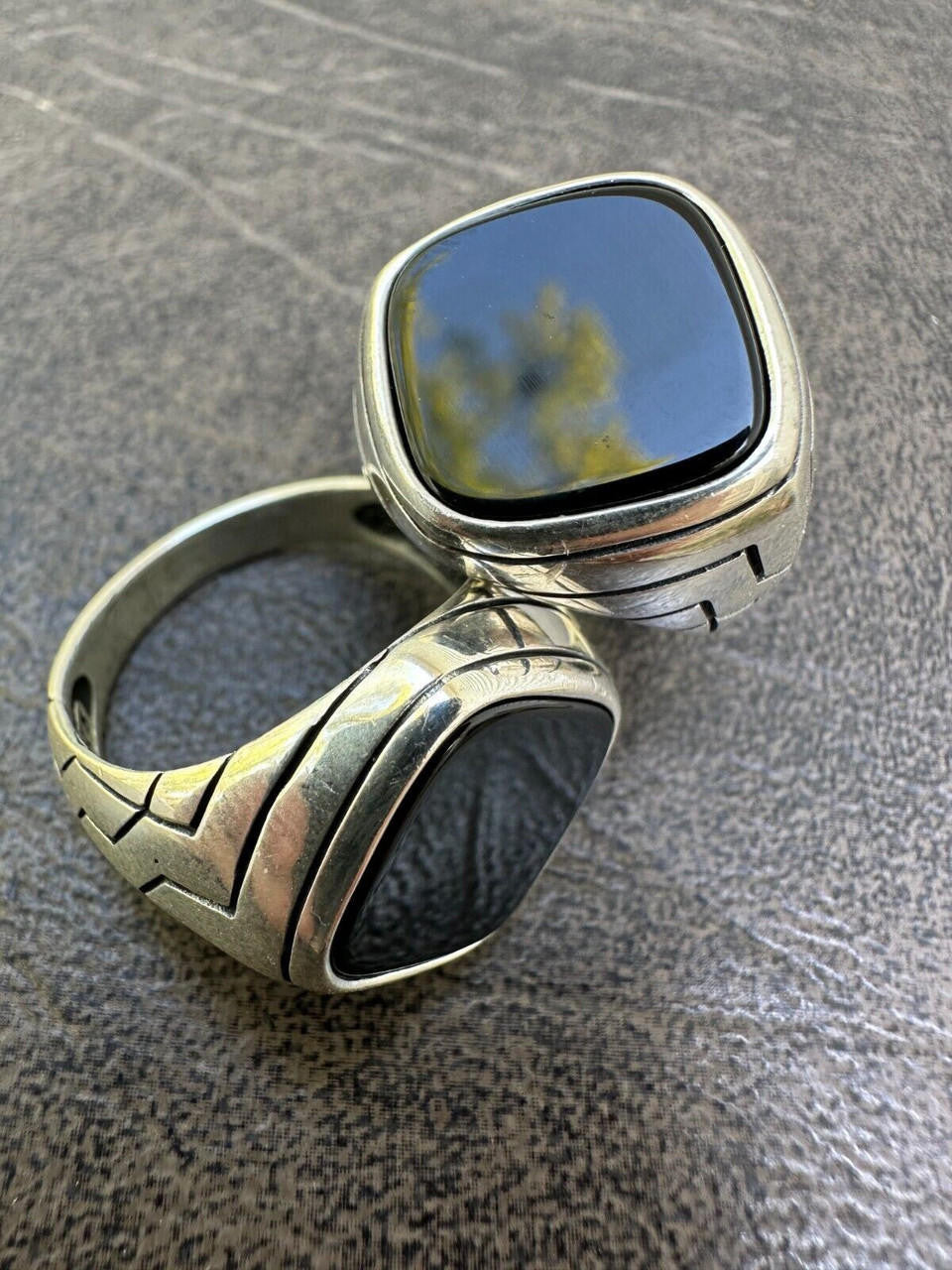 Tuxedo Ring - 925 Silver Oxidized - Genuine Black Onyx Stone