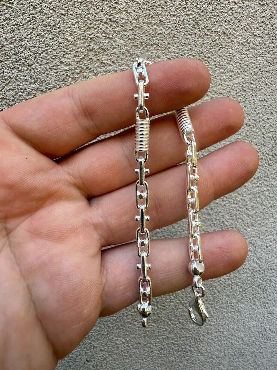 Spring Barrel Rolo Link Bracelet - 925 Sterling Silver - 7"-9" - 5mm