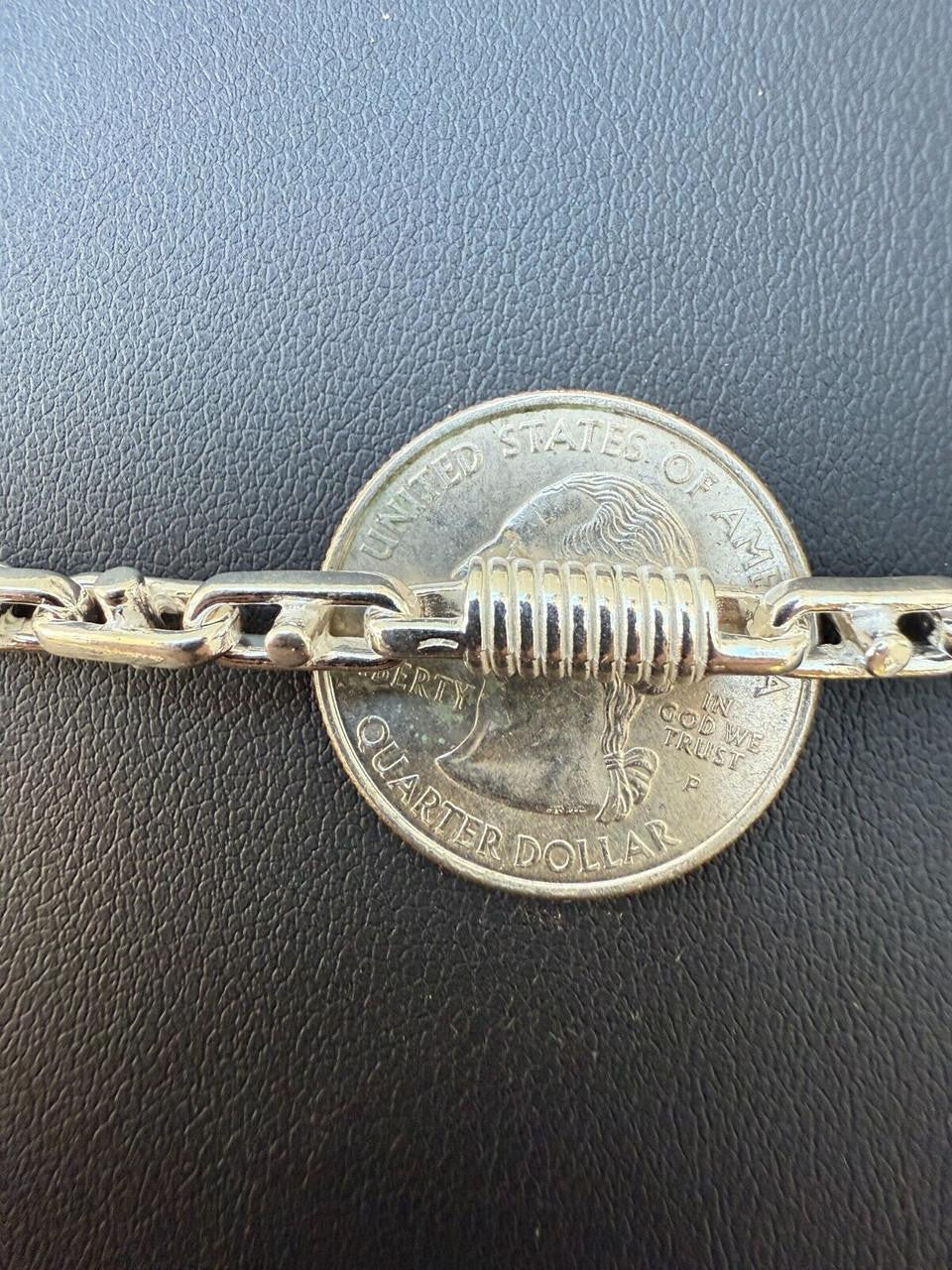 Spring Barrel Rolo Link Bracelet - 925 Sterling Silver - 7"-9" - 5mm