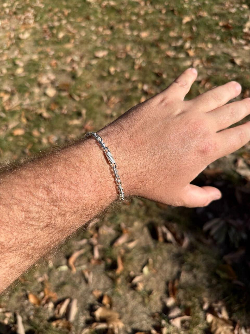 Spring Barrel Rolo Link Bracelet - 925 Sterling Silver - 7"-9" - 5mm