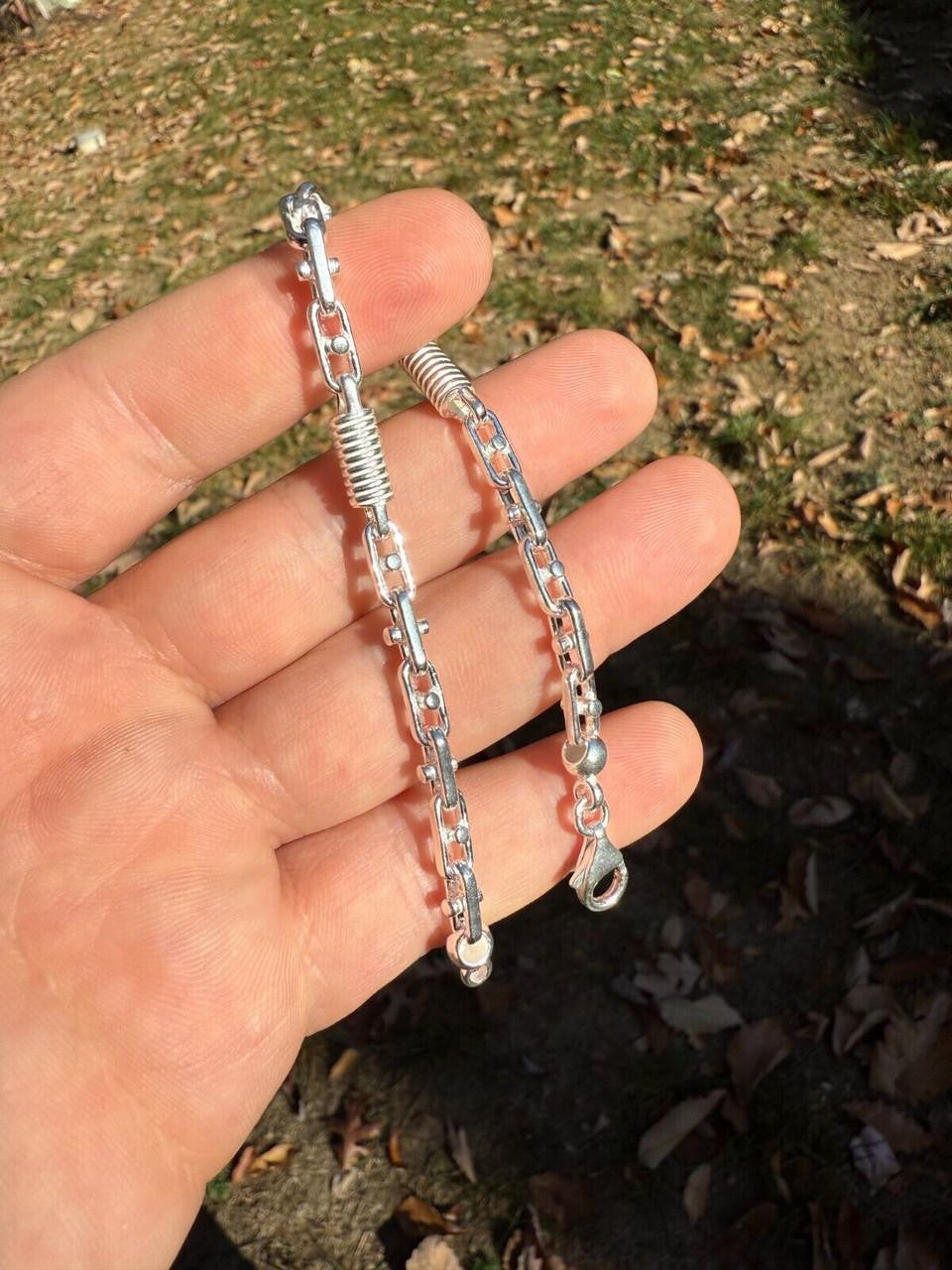 Spring Barrel Rolo Link Bracelet - 925 Sterling Silver - 7"-9" - 5mm