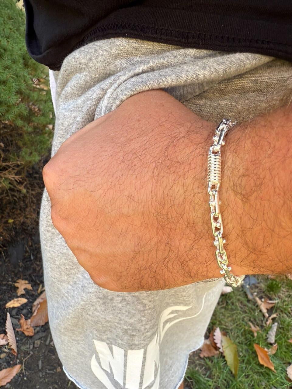Spring Barrel Rolo Link Bracelet - 925 Sterling Silver - 7"-9" - 5mm
