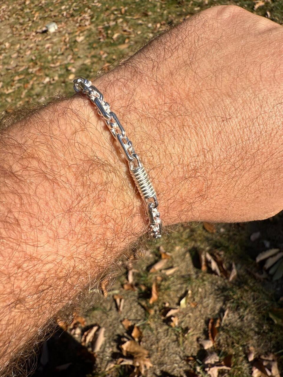 Spring Barrel Rolo Link Bracelet - 925 Sterling Silver - 7"-9" - 5mm