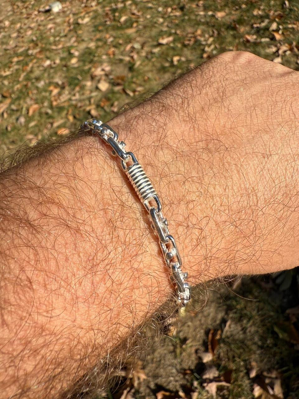 Spring Barrel Rolo Link Bracelet - 925 Sterling Silver - 7"-9" - 5mm
