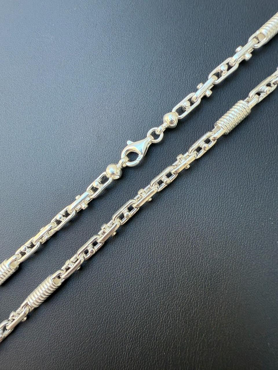 Spring Barrel Rolo Link Chain Necklace - 925 Sterling Silver - 18"-28" - 5mm