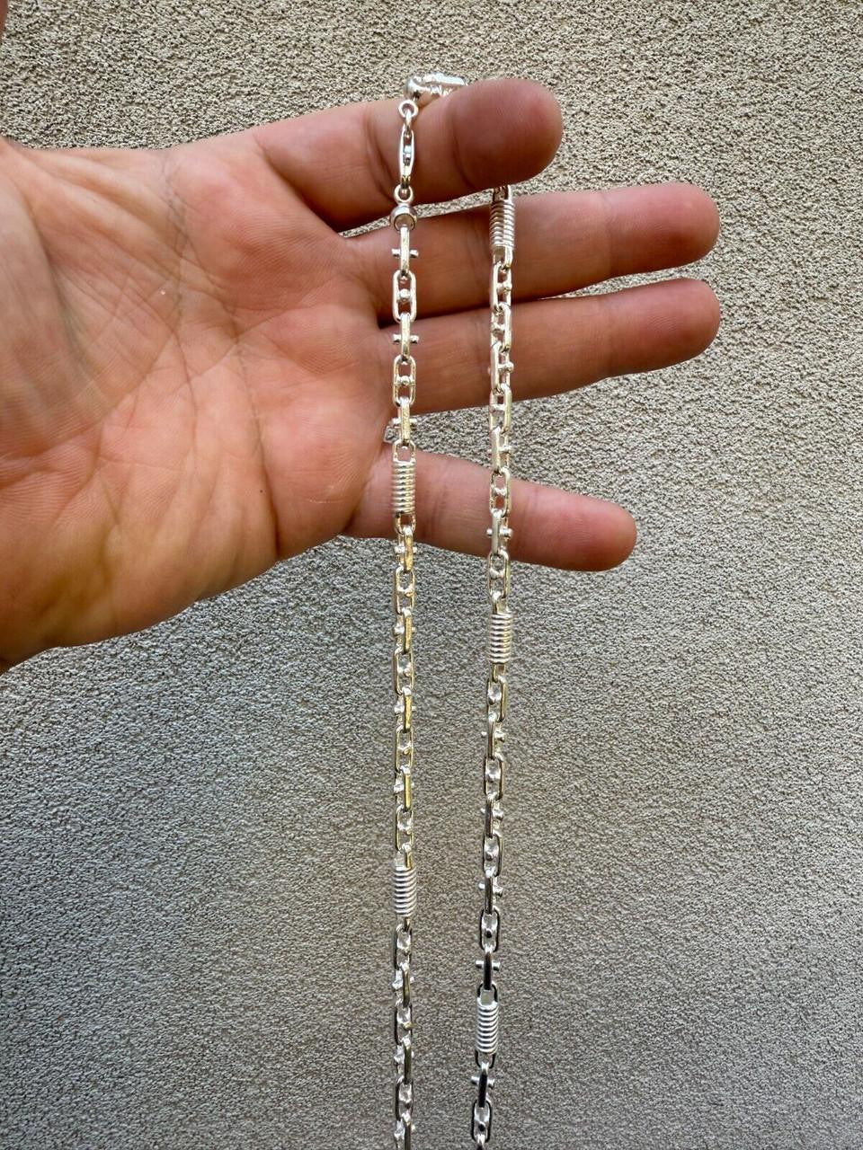 Spring Barrel Rolo Link Chain Necklace - 925 Sterling Silver - 18"-28" - 5mm