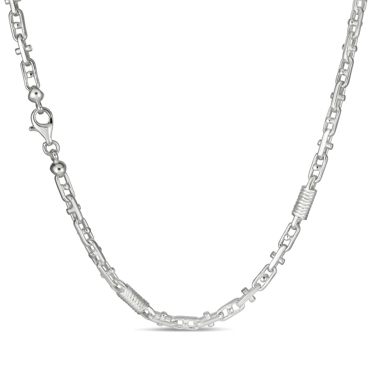 Spring Barrel Rolo Link Chain Necklace - 925 Sterling Silver - 18"-28" - 5mm