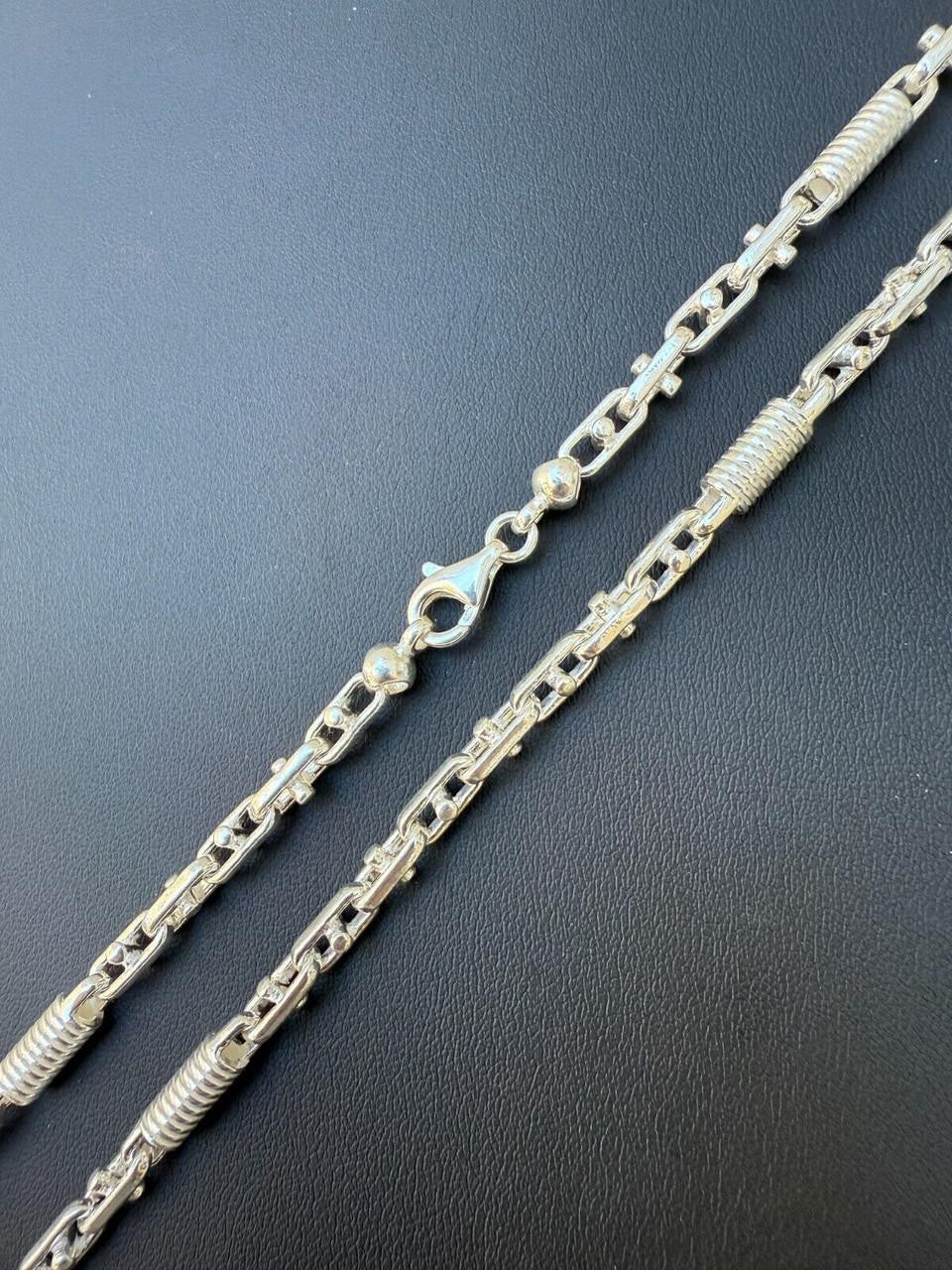 Spring Barrel Rolo Link Chain Necklace - 925 Sterling Silver - 18"-28" - 5mm