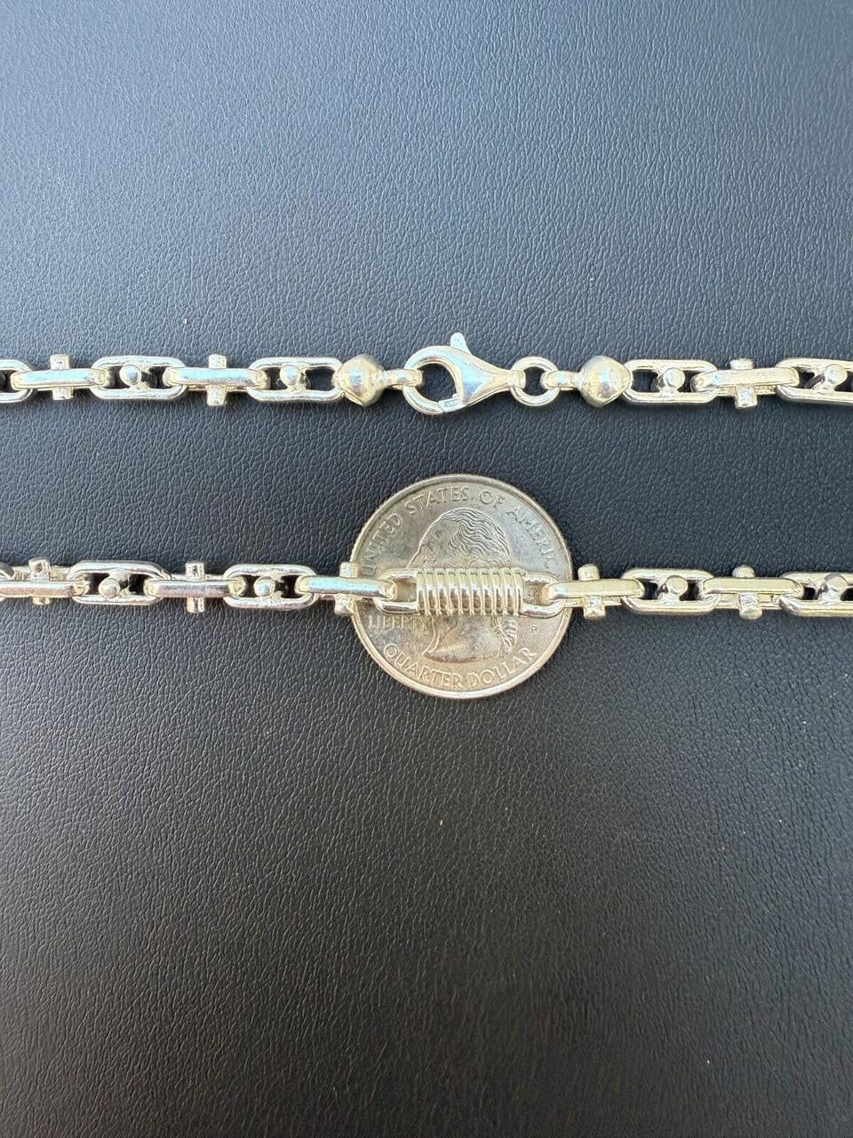 Spring Barrel Rolo Link Chain Necklace - 925 Sterling Silver - 18"-28" - 5mm