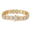 Square Big Boy Link Bracelet Iced Out CZ Stones - 14k Gold Vermeil 925 Silver - 11mm - 7"-9"