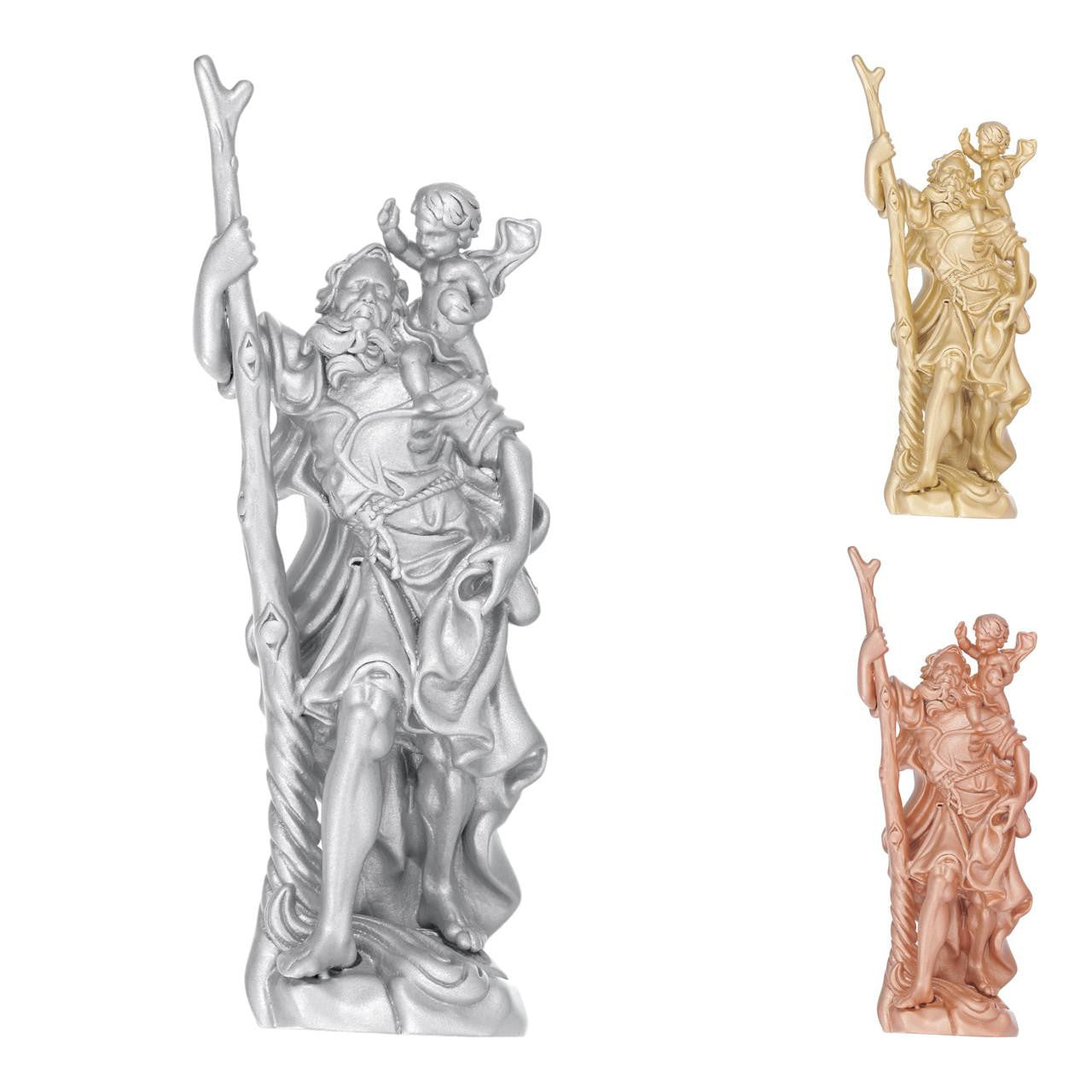 St Christopher 3D Pendant - 14k Yellow/Rose Gold Vermeil Or 925 Silver - Large 2.5"