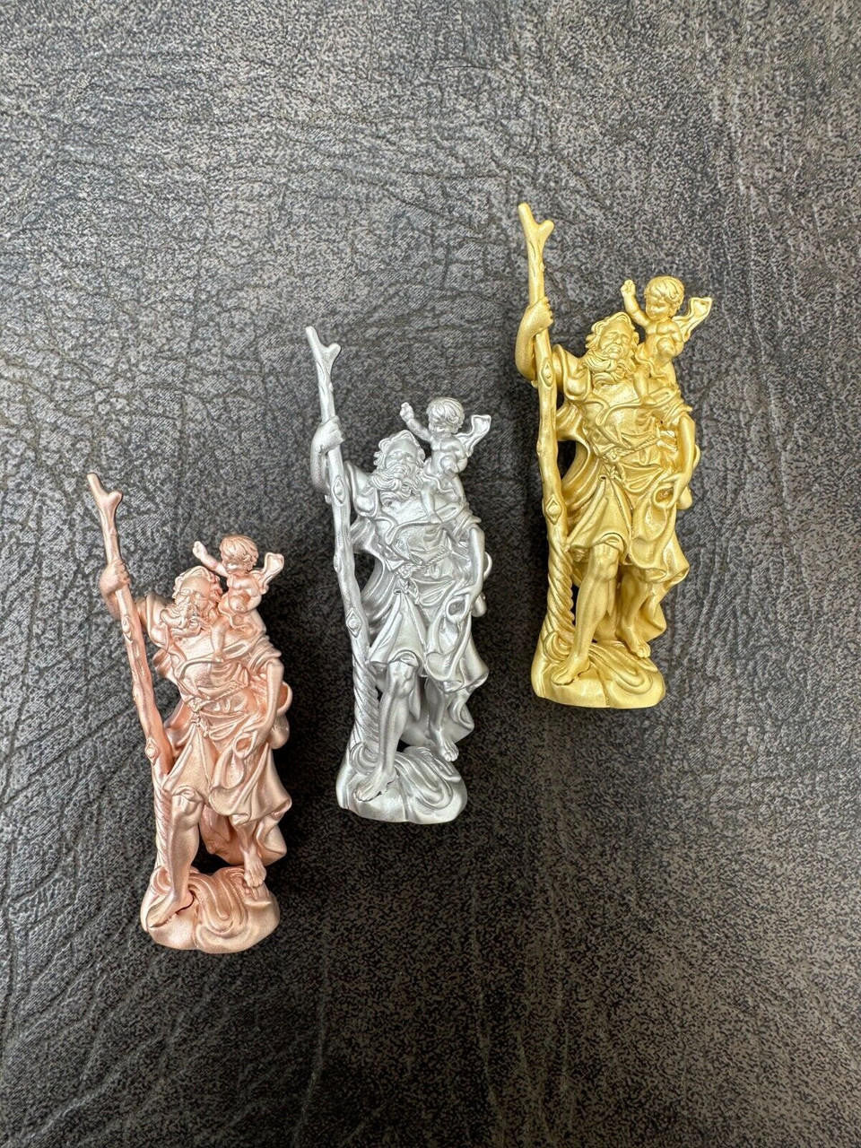 St Christopher 3D Pendant - 14k Yellow/Rose Gold Vermeil Or 925 Silver - Large 2.5"