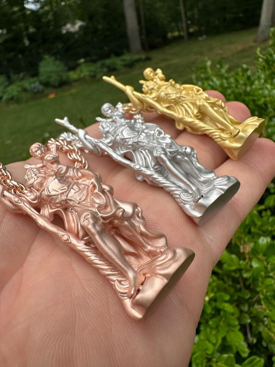 St Christopher 3D Pendant - 14k Yellow/Rose Gold Vermeil Or 925 Silver - Large 2.5"