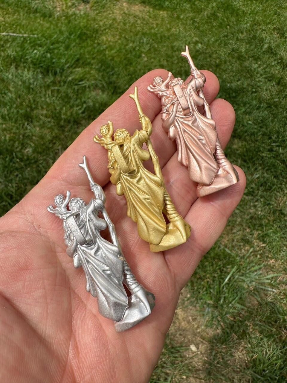 St Christopher 3D Pendant - 14k Yellow/Rose Gold Vermeil Or 925 Silver - Large 2.5"