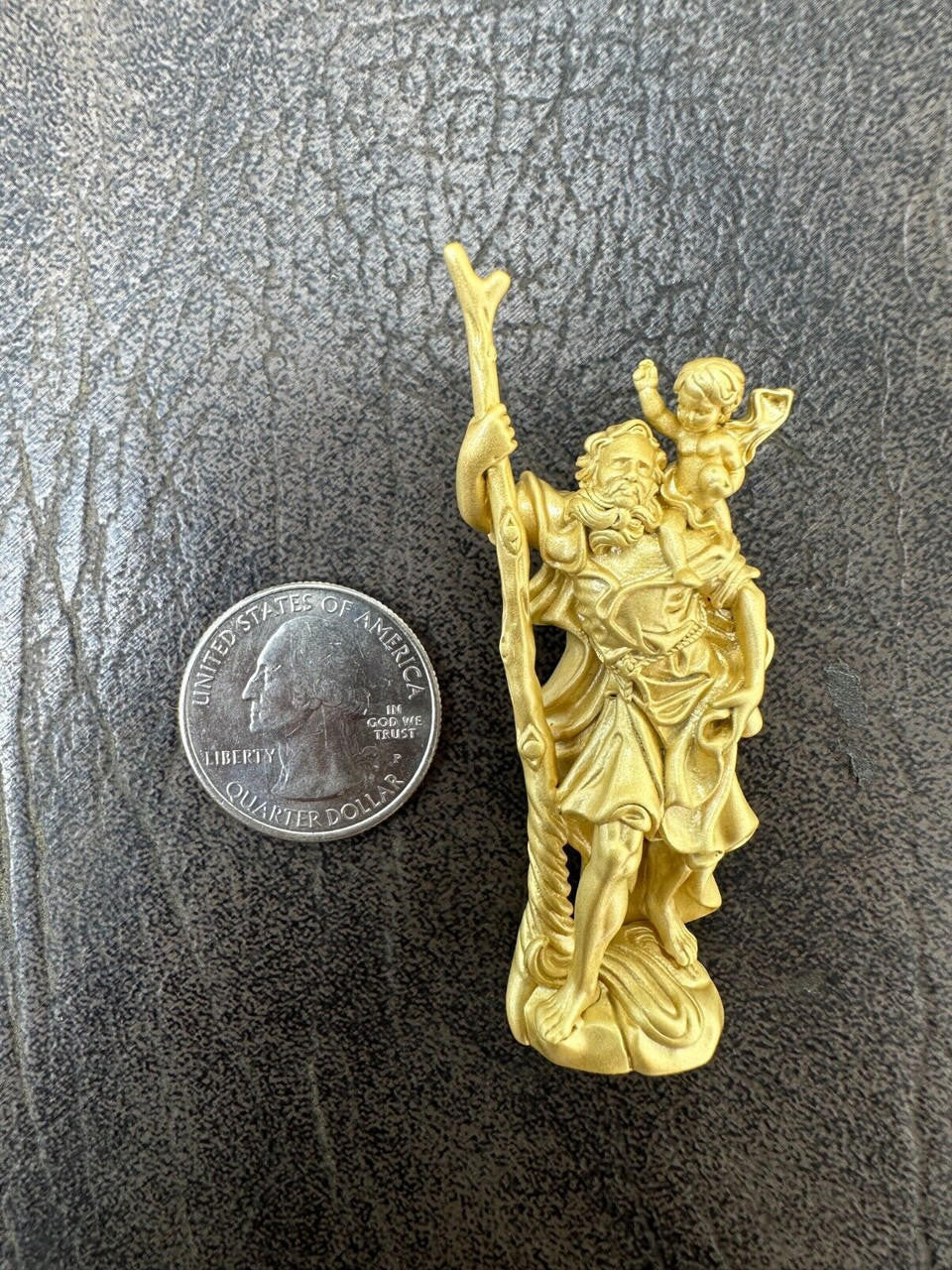 St Christopher 3D Pendant - 14k Yellow/Rose Gold Vermeil Or 925 Silver - Large 2.5"