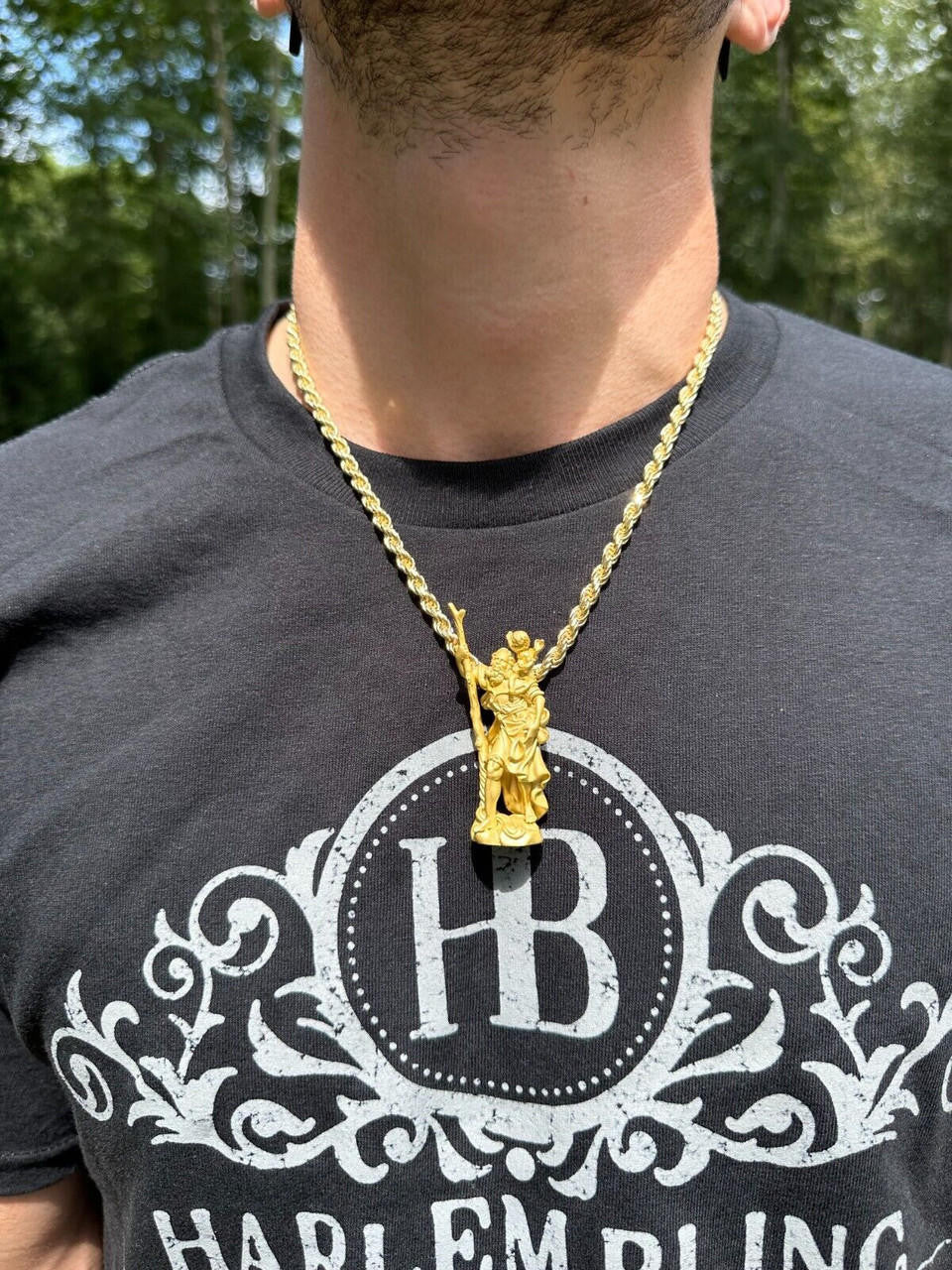 St Christopher 3D Pendant - 14k Yellow/Rose Gold Vermeil Or 925 Silver - Large 2.5"